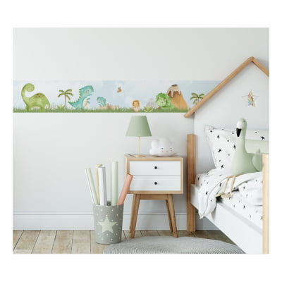 Faixa Decorativa Infantil Bebê Papel de Parede Safari Dinossauros - FX274