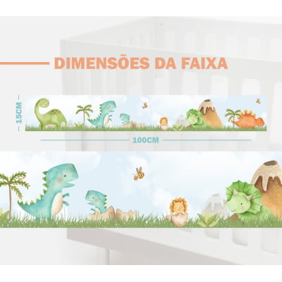 Faixa Decorativa Bebê Papel de Parede Safari Dinossauro