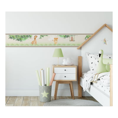 Faixa Decorativa Infantil Bebê Papel de Parede Safari Natureza - FX79