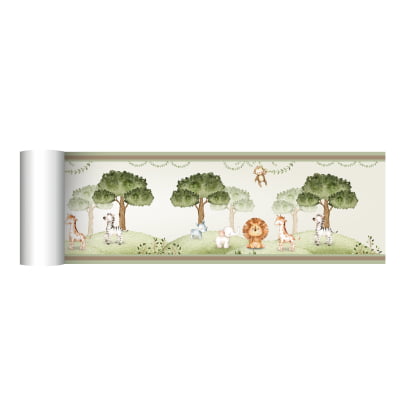 Faixa Decorativa Infantil Bebê Papel de Parede Safari - FX479