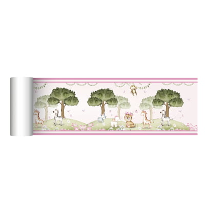 Faixa Decorativa Infantil Bebê Papel de Parede Safari - FX479