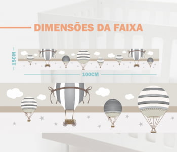 Faixa Decorativa Bebê Papel de Parede Balões Aviador