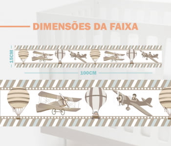 Faixa Decorativa Bebê Papel de Parede Aviões e Balões