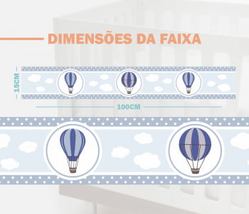 Faixa Decorativa Bebê Papel de Parede Balões Azuis