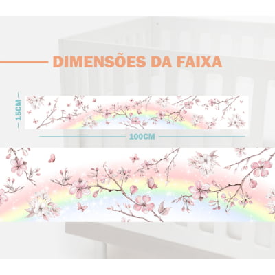 Faixa Decorativa Infantil Papel Parede Floral e Arco Iris FX522