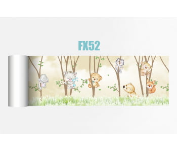 Faixa Decorativa Infantil Bebê Papel de Parede Safari nas Árvores - FX52