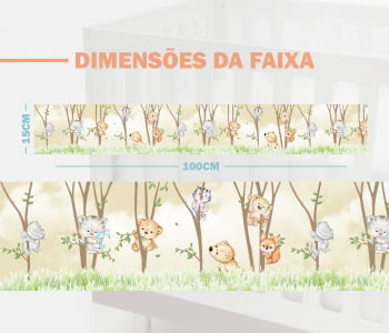 Faixa Decorativa Bebê Papel de Parede Safari nas Árvores