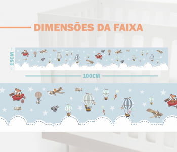 Faixa Decorativa Bebê Papel de Parede Safari com Aviões