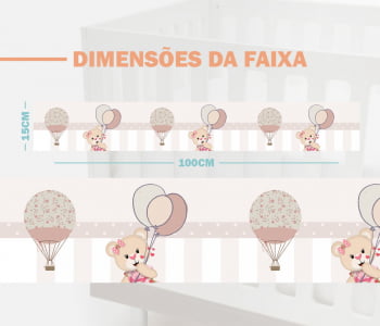 Faixa Decorativa Bebê Papel de Parede Ursinha Princesa