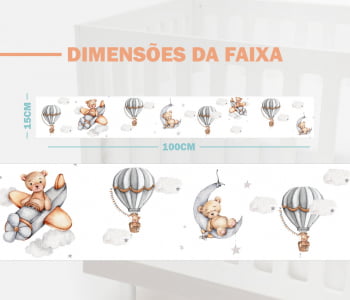 Faixa Decorativa para Quarto de Bebê Urso Balões