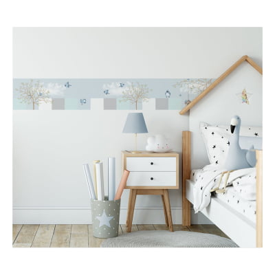 Faixa Decorativa para Quarto de Bebê Jardim Galhos Flores  Fx312b