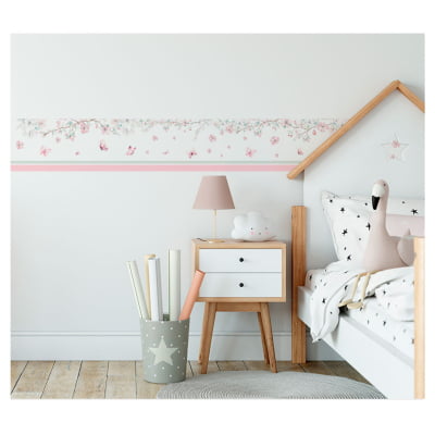 Faixa Decorativa para Quarto de Bebê Borboletas Jardim Encantado Menina - FX525