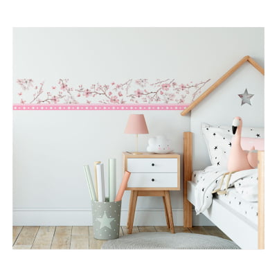 Faixa Decorativa para Quarto de Bebê Flores Delicas Menina - FX425