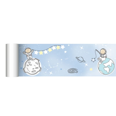 Faixa Decorativa Bebê Papel de Parede Astronauta Planetas FX463