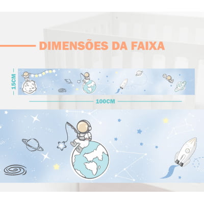 Faixa Decorativa Bebê Papel de Parede Astronauta Planetas FX463