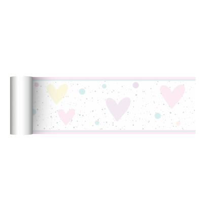 Faixa Decorativa para Quarto de Bebê Corações Coloridos - FX484