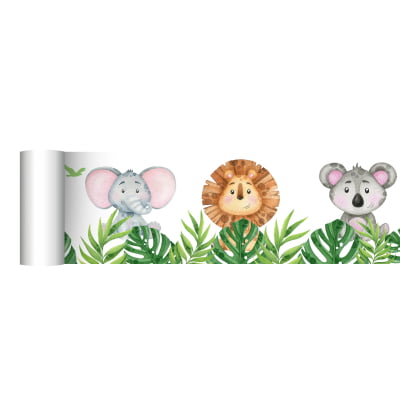 Faixa Decorativa Infantil Papel de Parede Safari Amiguinhos da Floresta - FX341