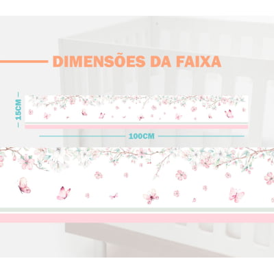 Faixa Decorativa Infantil Papel Parede Floral com Borboletas FX525