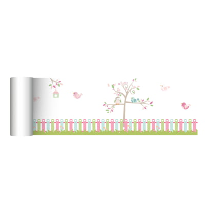 Faixa Decorativa Infantil Papel Parede Floral Jardim Borboletas FX682