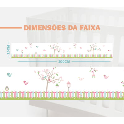 Faixa Decorativa Infantil Papel Parede Floral Jardim Borboletas FX682