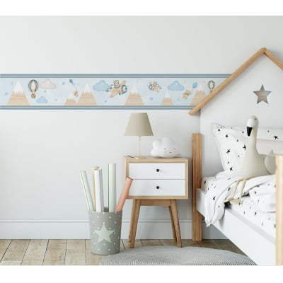 Faixa Decorativa Infantil Ursinho Aviador Baloeiro - FX566