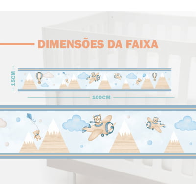Faixa Decorativa Infantil Ursinho Aviador Baloeiro - FX566 
