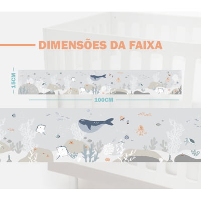 Faixa Decorativa Oceano Fundo do Mar Animais Marinhos Baleia Infantil Bebê - FX635