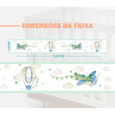 Faixa Decorativa Infantil Adesiva Balões Aviões Menino