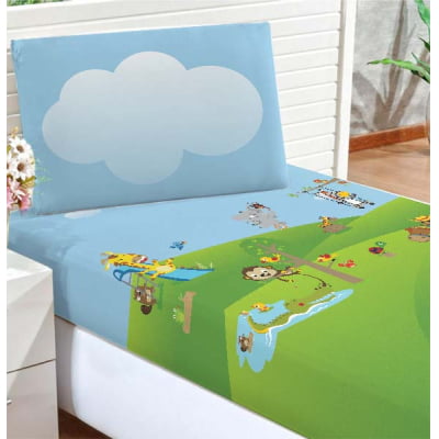 Fronha Infantil Personalizada com Nuvens Azul para Menino 100% Algodão - FR342