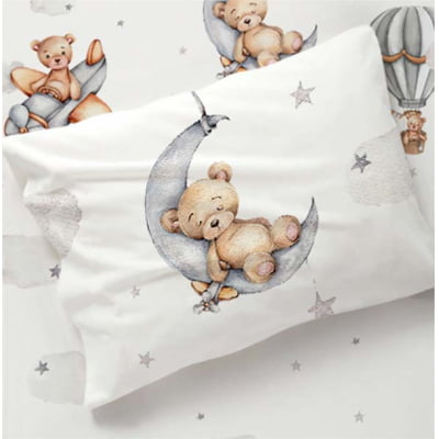 Fronha Infantil Personalizada  Avulsa Urso nas Nuvens Estrelas  50x70 - FR447