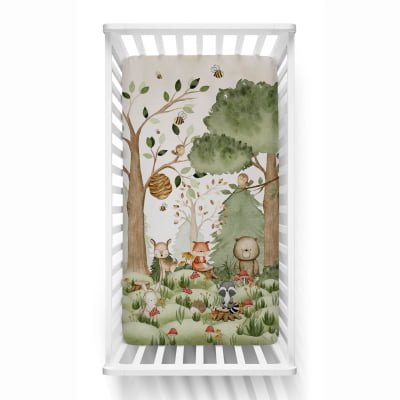 Lençol Infantil de Berço Safari Bosque Encantado Raposa - Lbkt374