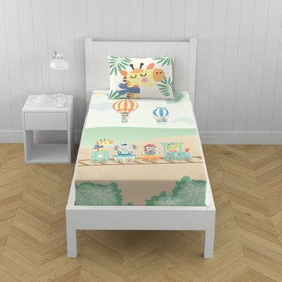 Lençol de Solteiro Infantil Safari Jacaré Menino- L229