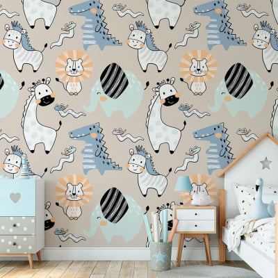 Papel de parede safari infantil para quarto de bebê adesivo
