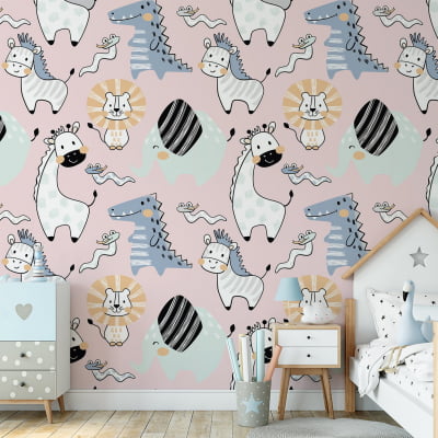 Papel de parede safari infantil para quarto de bebê adesivo