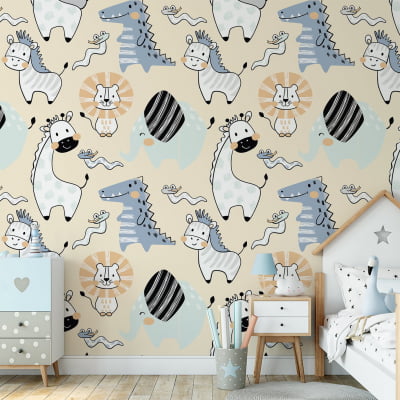 Papel de parede safari infantil para quarto de bebê adesivo