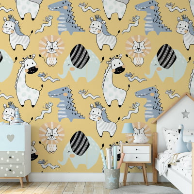 Papel de parede safari infantil para quarto de bebê adesivo