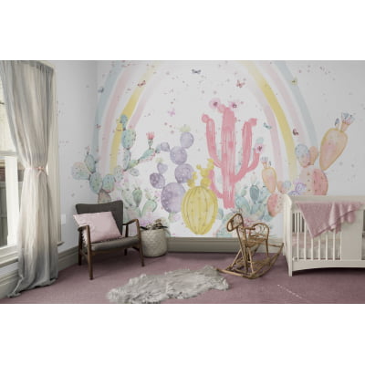 Papel De Parede Infantil Cactos Rosa Menina - VR491