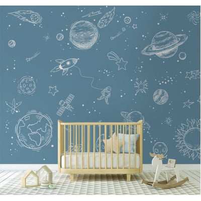Papel de Parede Infantil Espaço, Astronauta e Planetas - VR396