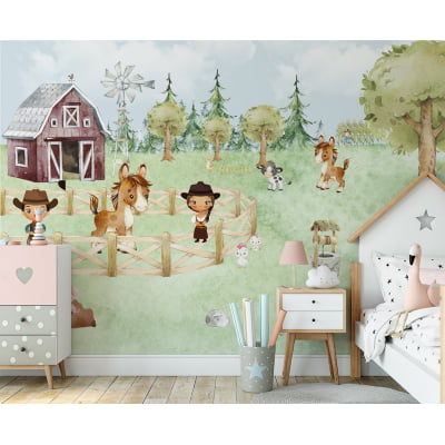 Papel de Parede Infantil Fazendinha