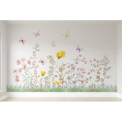 Papel de Parede Infantil Floral Aquarela