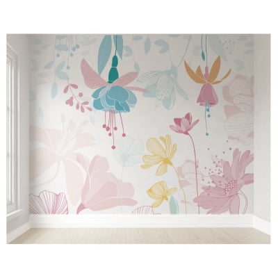 Papel de Parede Infantil Floral Menina