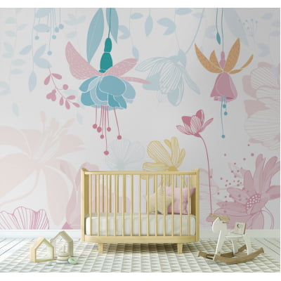 Papel de Parede Infantil Floral Menina