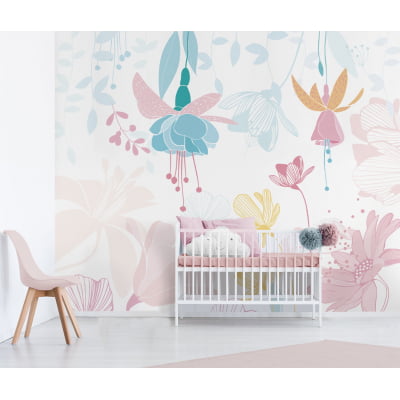 Papel de Parede Infantil Floral Menina