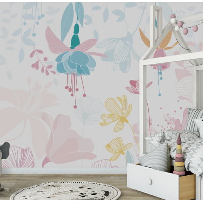 Papel de Parede Infantil Floral Menina