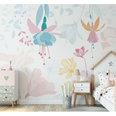 Papel de Parede Infantil Floral Menina