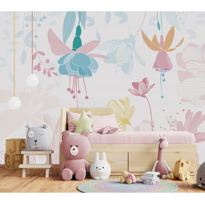 Papel de Parede Infantil Floral Menina