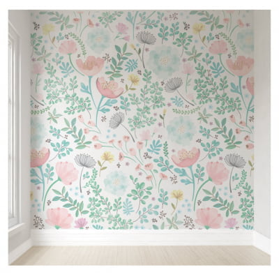 Papel de Parede Infantil Floral Menina - VR438