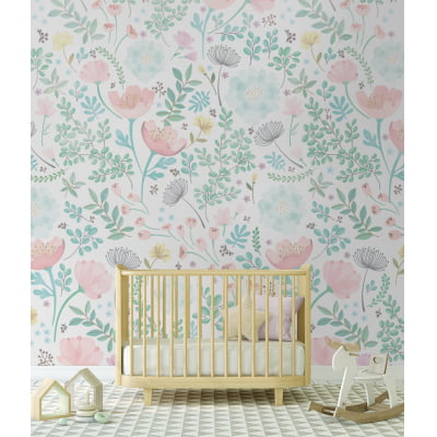 Papel de Parede Infantil Floral Menina