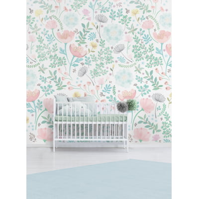 Papel de Parede Infantil Floral Menina