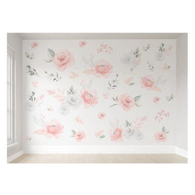 Papel de Parede Infantil Floral Rosas